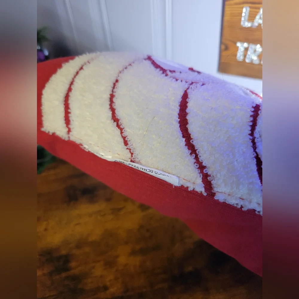Festive Santa Throw Pillow says HoHoHo-red/white